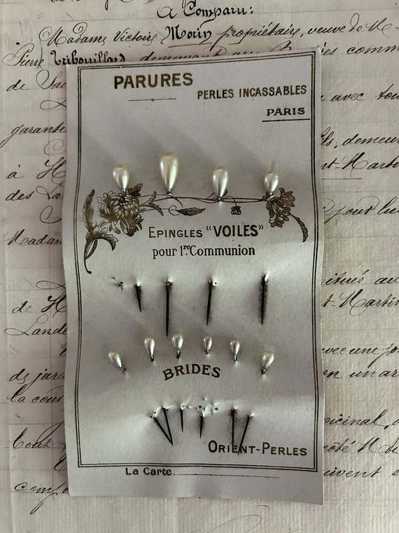 First Communion and Bridal Veil Pins, from France, Circa 1920s