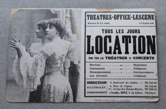 Antique, French, Advertising Postcard for Le Secret de Polichinelle at Theatre de Gymnase