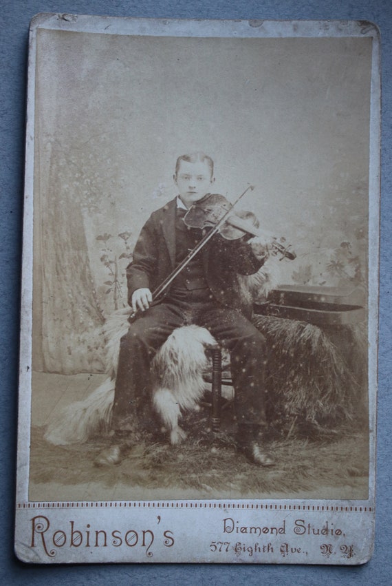 Cabinet Card of Boy with Fiddle