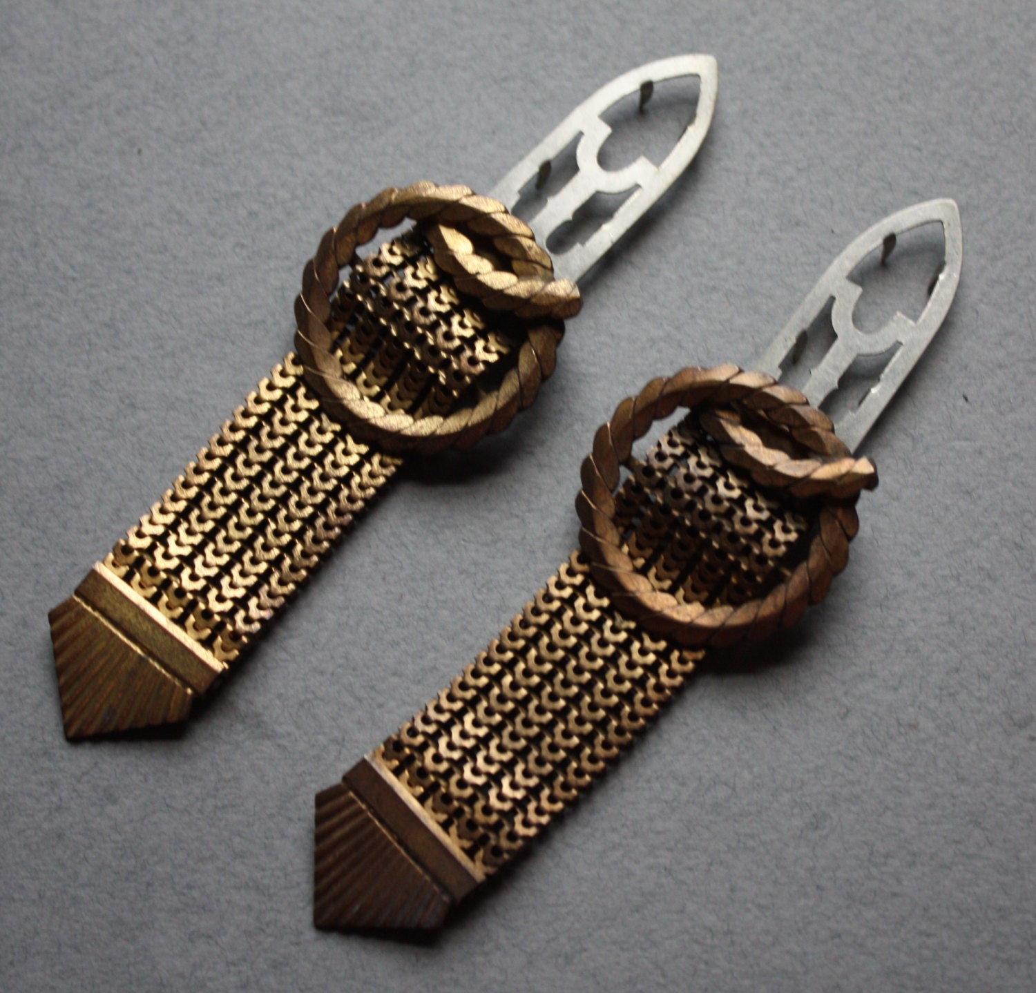 Pair of Art Deco Brass Dress Clips