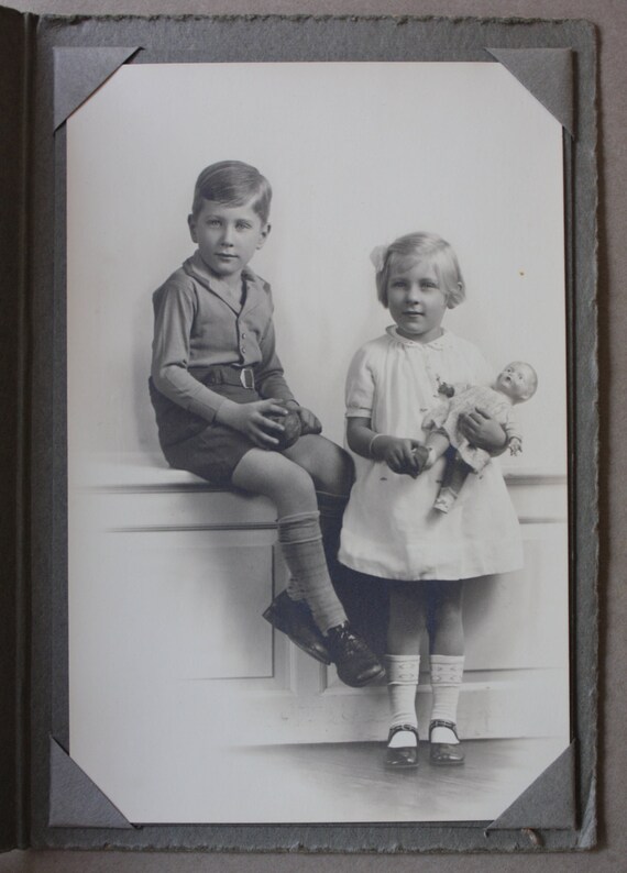 1920s Era Photograph of Brother and Sister with Doll from York, Pennsylvania