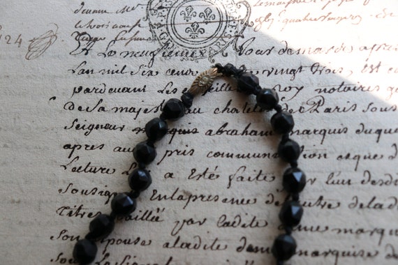 Antique, Black, French Jet (Glass) Choker with Gr… - image 3