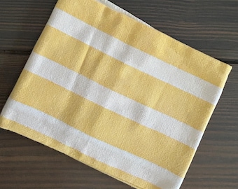 Vintage, Yellow and White Striped, Cotton, Kitchen Towel from Goulet Turpin of Reims