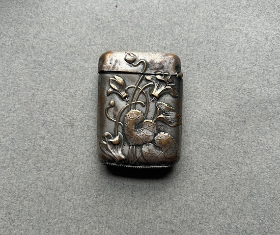 Art Nouveau, Silver-Plated Match Case with Strike (Pyrogène), from France, 19th Century