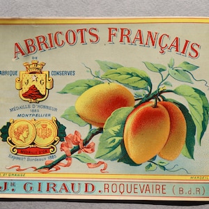 Antique, French Label for JH Giraud Abricots, Roquevaire