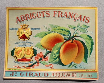 Antique, French Label for JH Giraud Abricots, Roquevaire