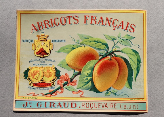 Antique, French Label for JH Giraud Abricots, Roquevaire