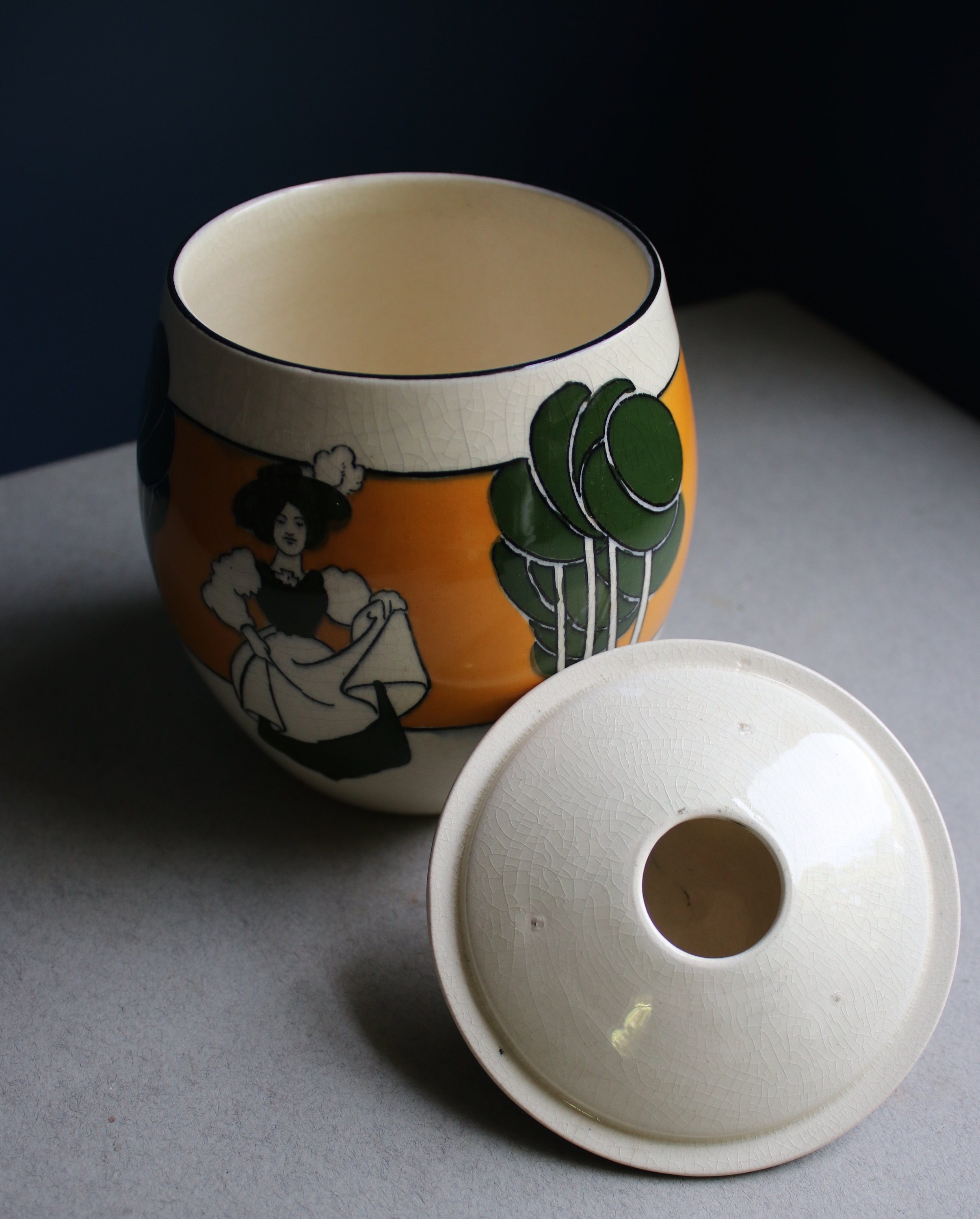 Art Nouveau, Antique Wardle Lidded Pottery Jar