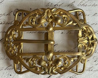 Antik, Jugendstil Gürtel oder Schärpen Schnalle mit Blumen Motiv, aus Frankreich