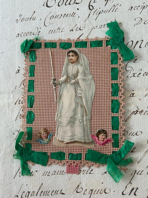 19th Century French Canivet of Communicant and Angels