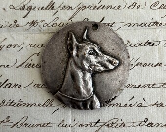 Doberman Medal from France, Signed A. Soleau