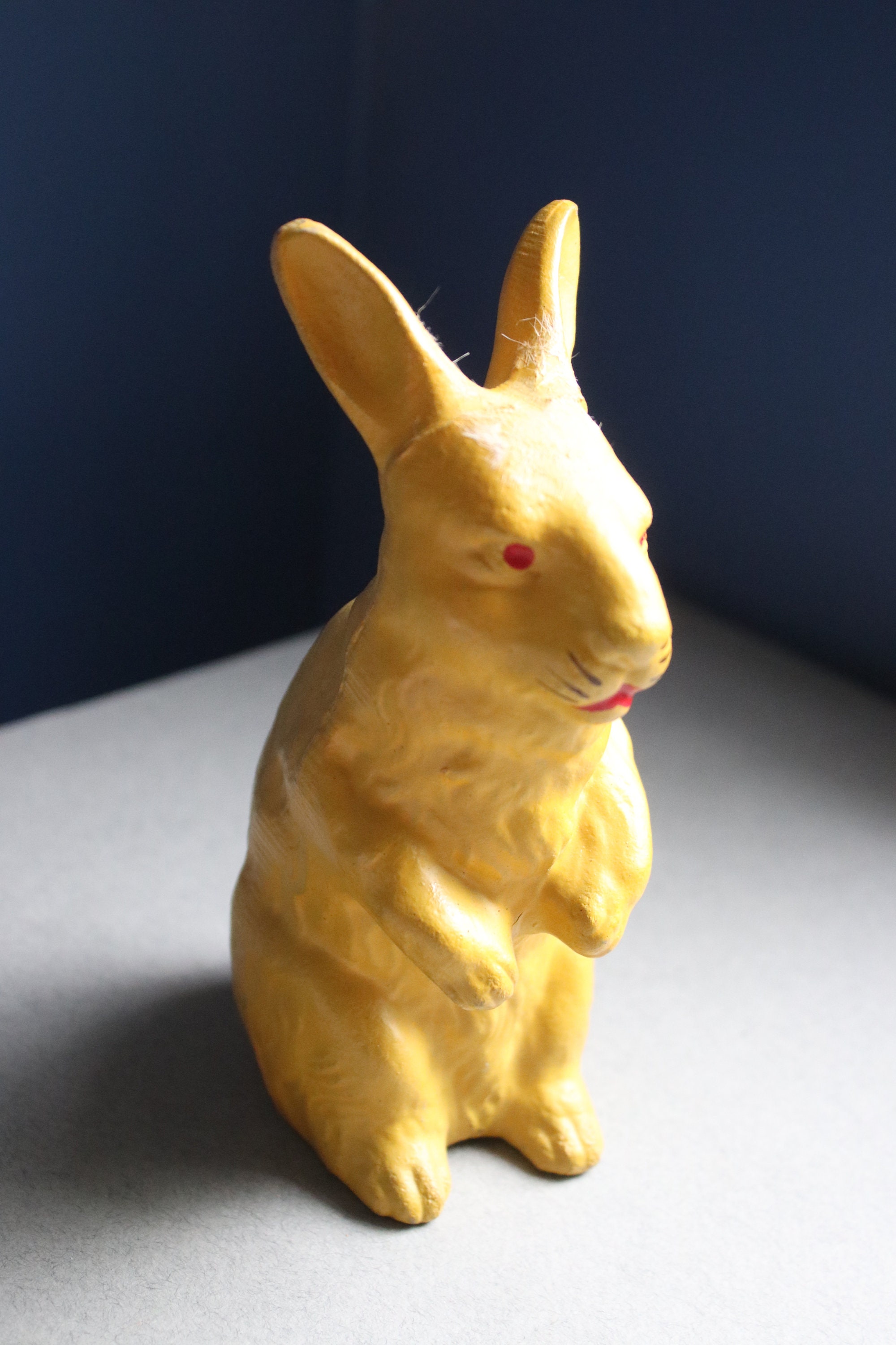 PapierMâché, Circa 1930s, GermanMade, Yellow Rabbit Candy Container