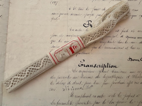 Two Meters, Vintage, French Lace Trim with Original Price Wrapper