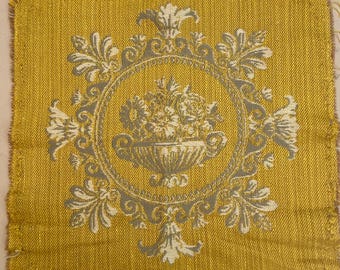 French, Wool and Silk, Jacquard, Upholstery Remnant, Floral Urn Motif