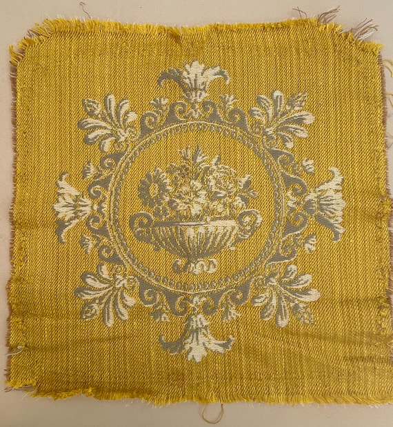 French, Wool and Silk, Jacquard, Upholstery Remnant, Floral Urn Motif