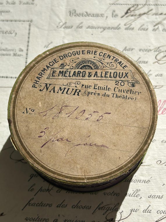 Antique, Cardboard, Belgian Pharmacy Pill Box