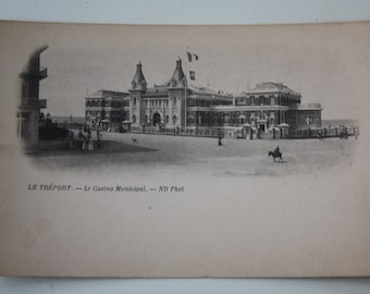 Le Trèport Le Casino Municipal ND Photo Antique Postcard from 1800s