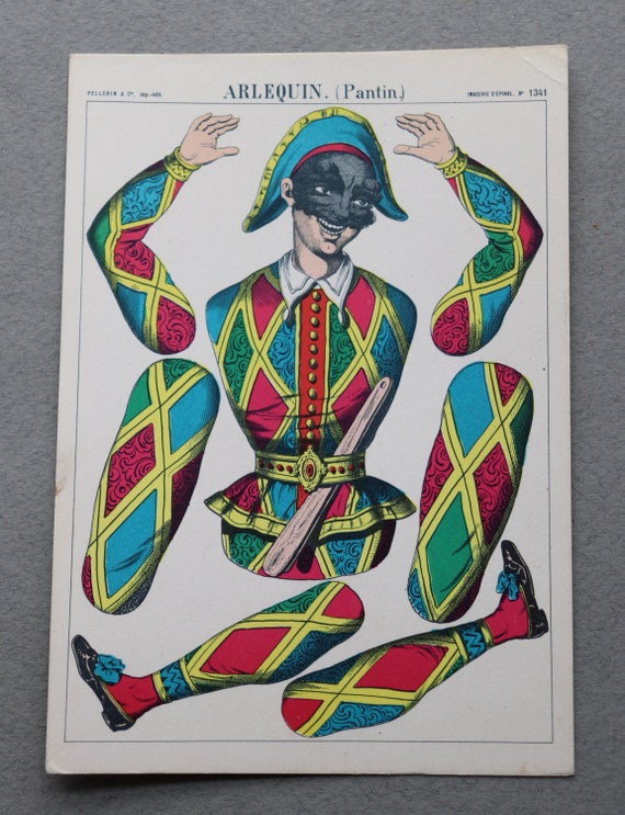Harlequin (Arlequin) Postcard by Pellerin of Épinal
