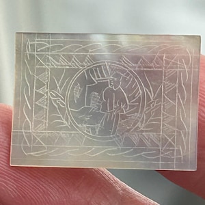Antique, Chinese, Mother of Pearl, Gaming Token with Asian Motif