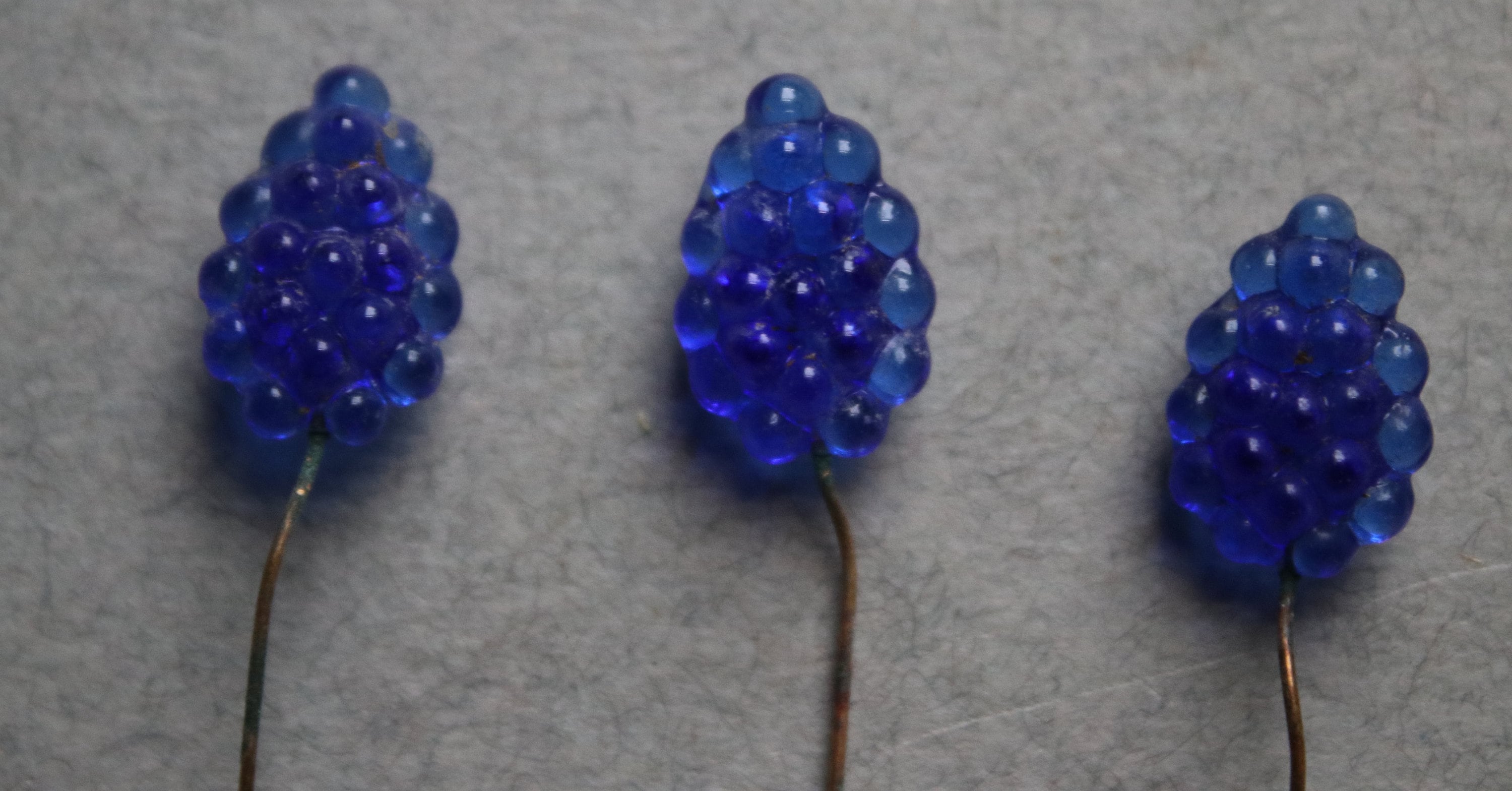 RESERVED for V Vintage Blue Glass Millinery Pins
