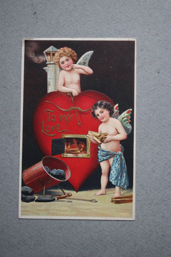 Antique Valentine's Embossed German Postcard