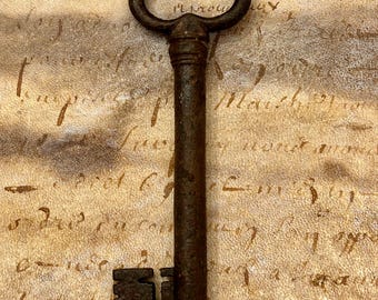 17th Century, French, Wrought Iron, Hand-Forged Key, Not a Reproduction