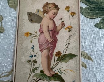 French Trade Card, Circa 1800s, Flower Oracle