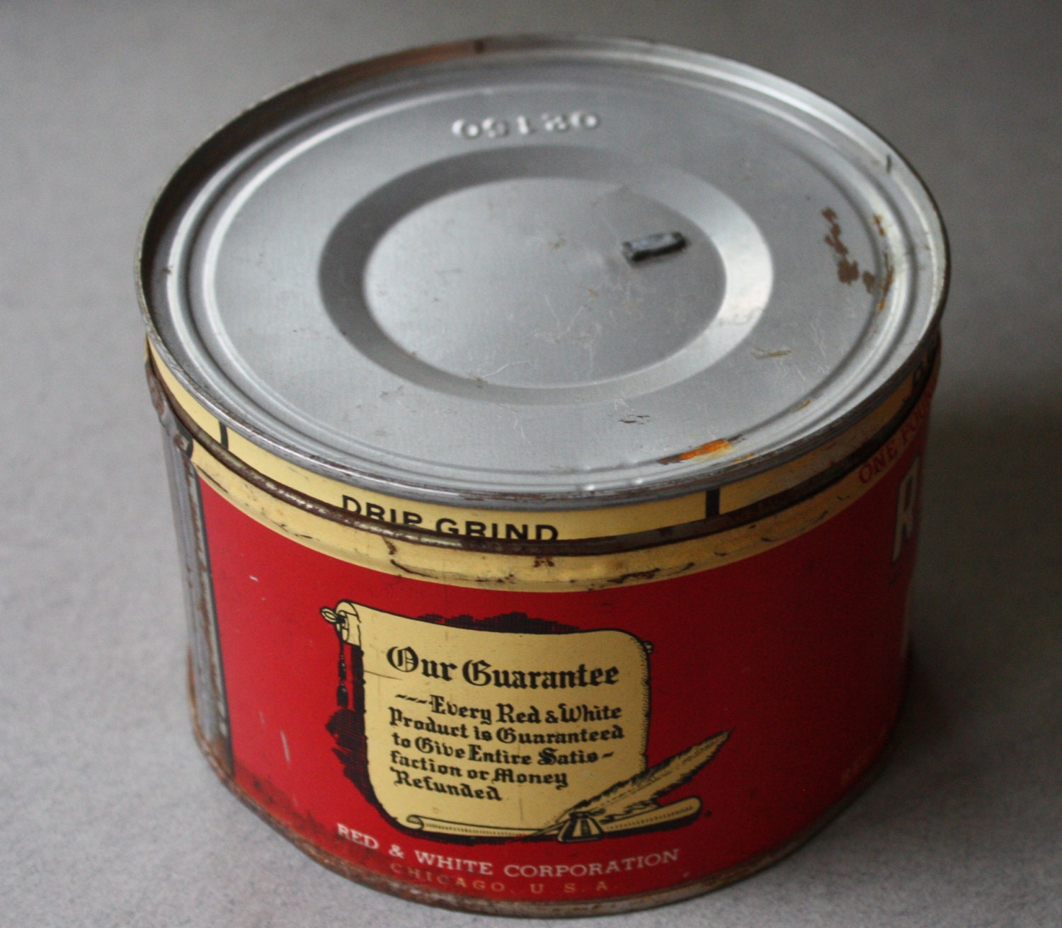 Red and White Brand Coffee Can