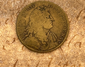 Authentic, Louis XIV Royal Treasury Jeton, Dated 1677