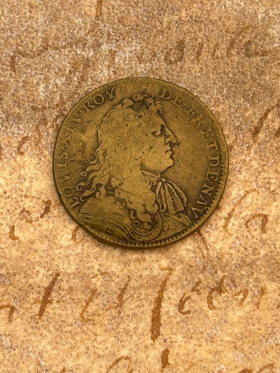 Authentic, Louis XIV Royal Treasury Jeton, Dated 1677