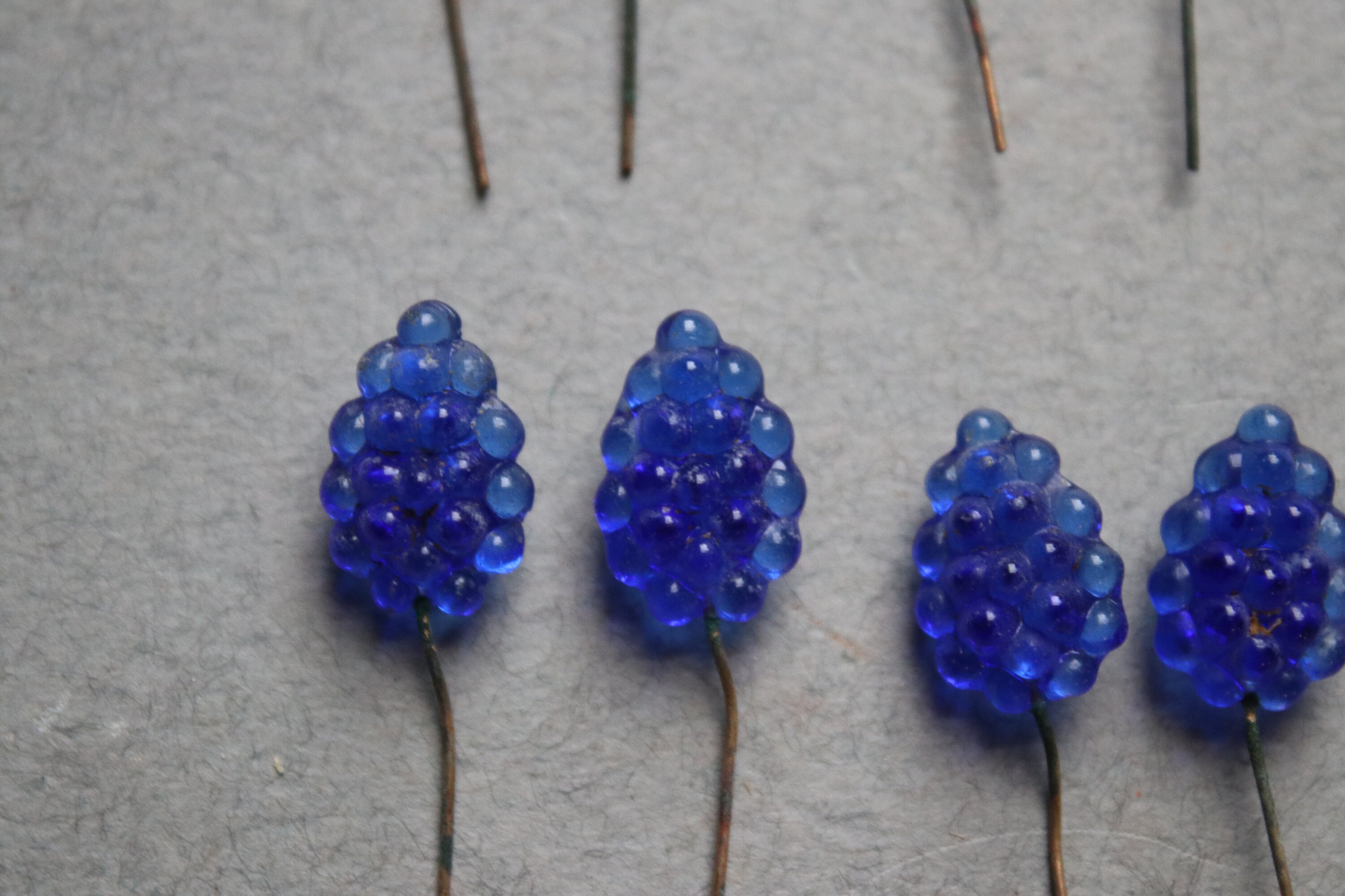 RESERVED for V Vintage Blue Glass Millinery Pins
