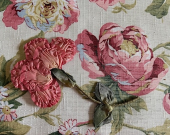 Silk, French, Flower Appliqué, Circa 1920s