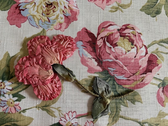Silk, French, Flower Appliqué, Circa 1920s