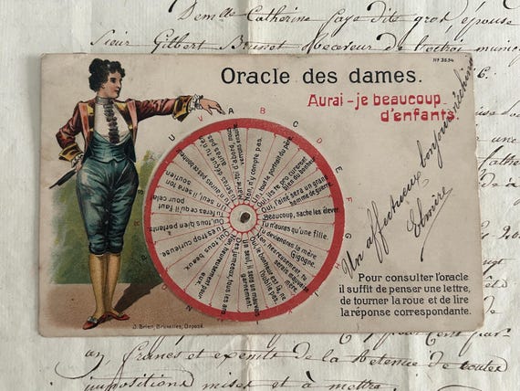 Antique, Belgian, Oracle des Dames Postcard- Will I Have Many Children?