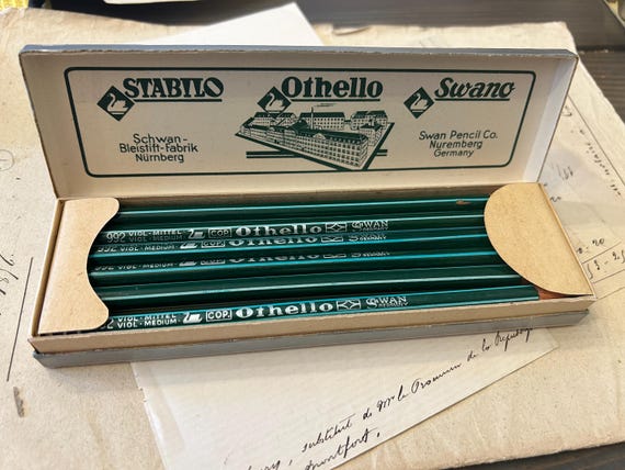 Schwan/Stabilo Othello Pencils, No. 992, Violet, Medium Lead, 12 Pencils in Original Box, Circa 1960s