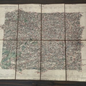 Mapa de Rennes em linho, datado de 1890, do gravador e impressor geográfico Georges Erhard