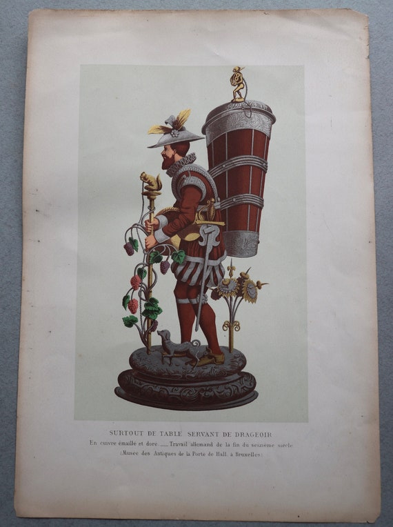 Antique French Lithograph- Surtout de Table Servant de Drageoir