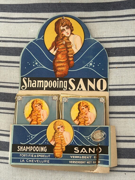 Sano Shampooing, Rare, Intact, Vintage, Possibly Antique Belgian Store Display, in French and Dutch