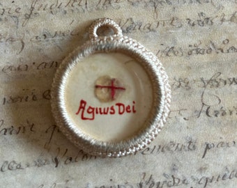 Virgin and Christ Child/Agnus Dei Scapular, from Belgium