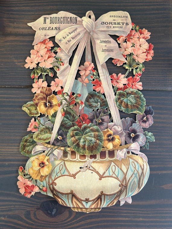 Antique, French Display for Corsets, Garters and Garter Belts, Madame Bourguignon of Orléans
