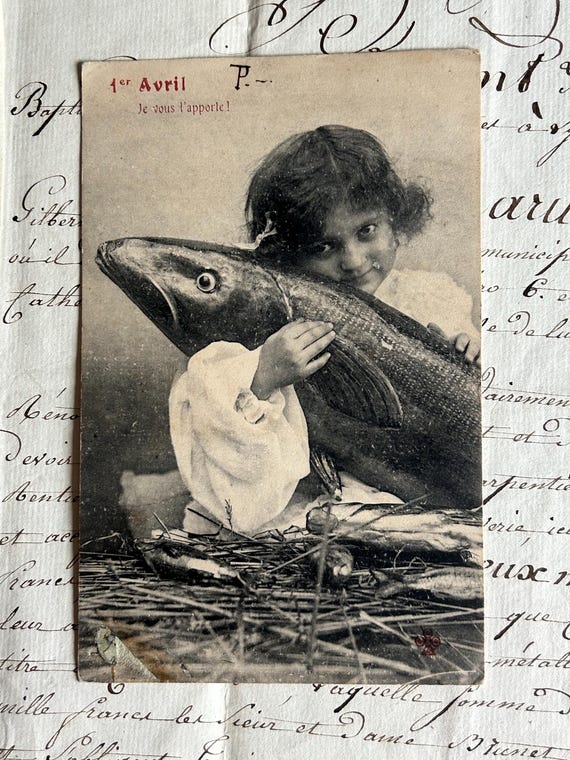 Antique and Vintage April Fool's Postcard, from France