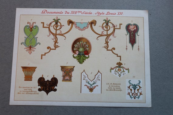 19th Century French Chromolithograph Featuring Style Motifs of Louis XIV, the Sun King