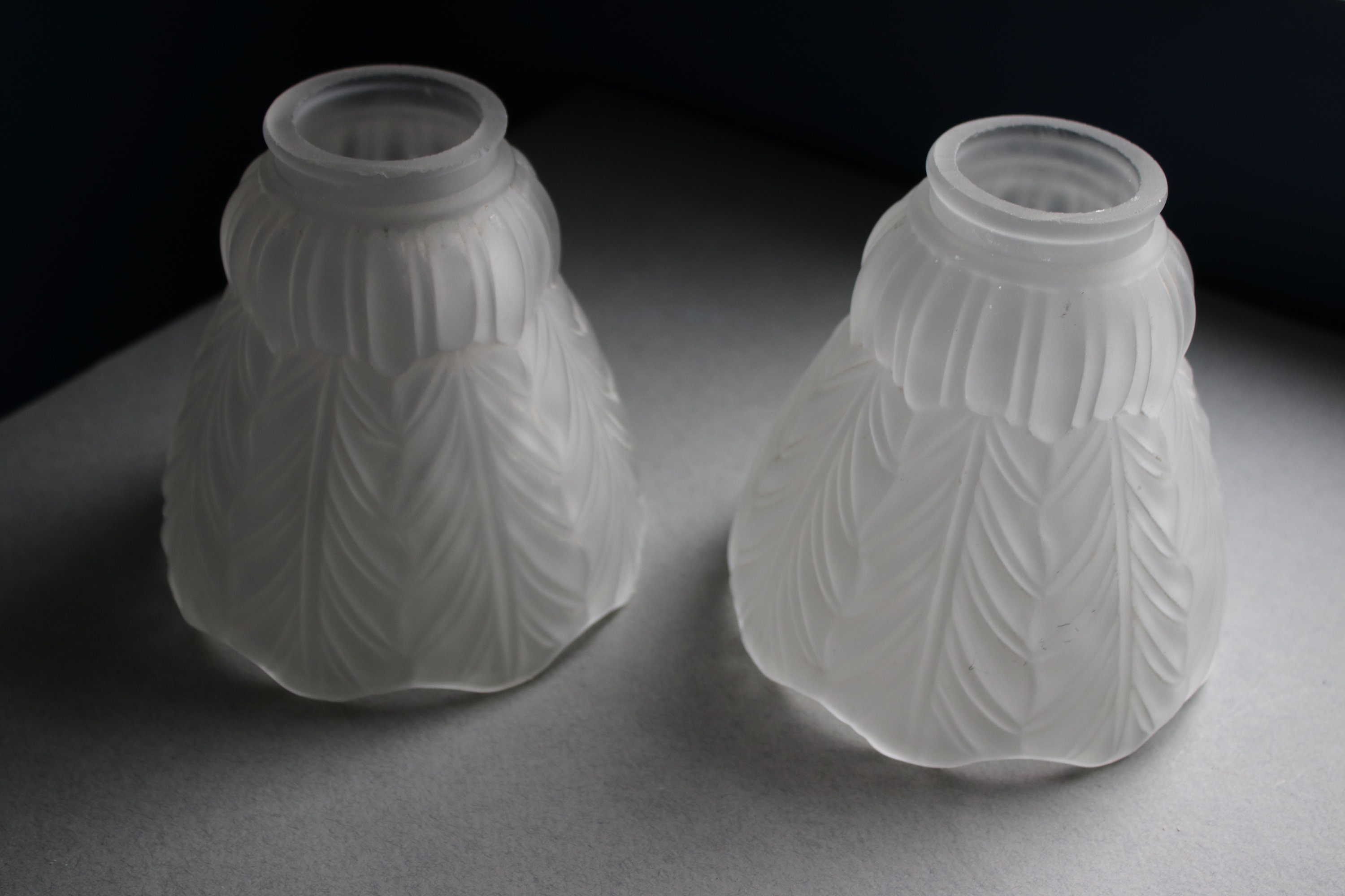 Pair, Art Deco Style, Frosted Glass Lamp Shades