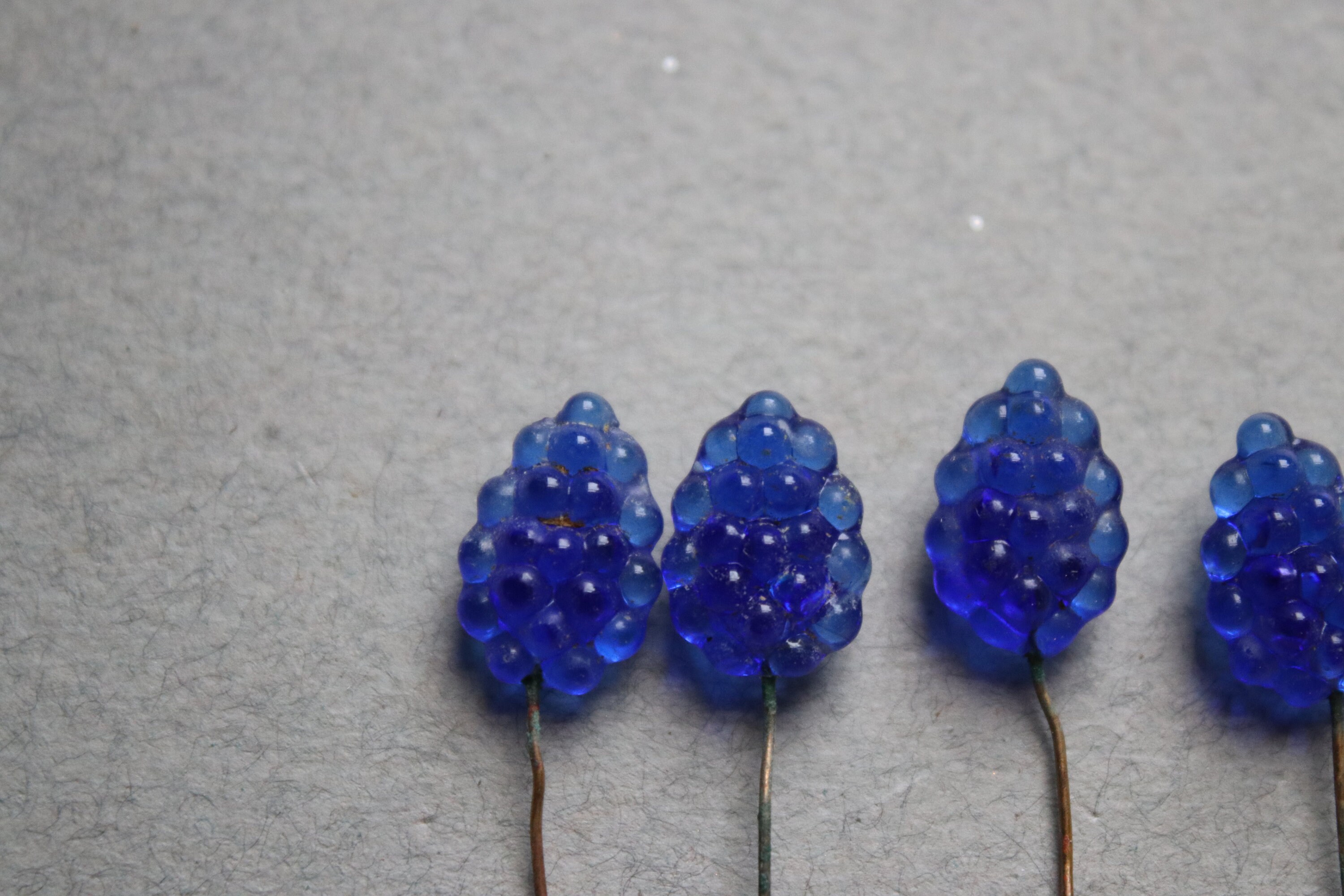 RESERVED for V Vintage Blue Glass Millinery Pins