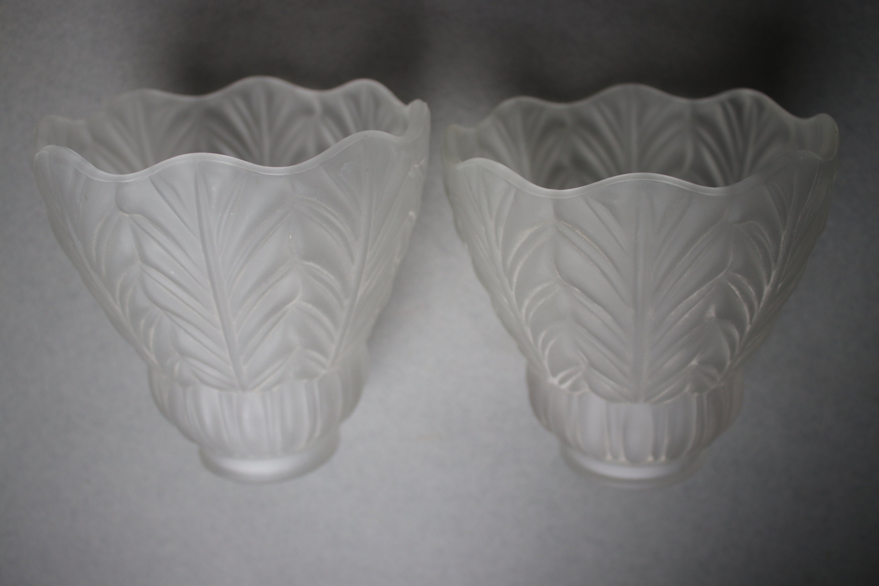 Pair, Art Deco Style, Frosted Glass Lamp Shades