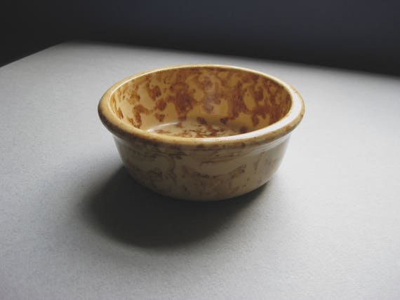 American Rockingham, Yellow and Brown Spatterware or Sponge Ware Pottery Bowl