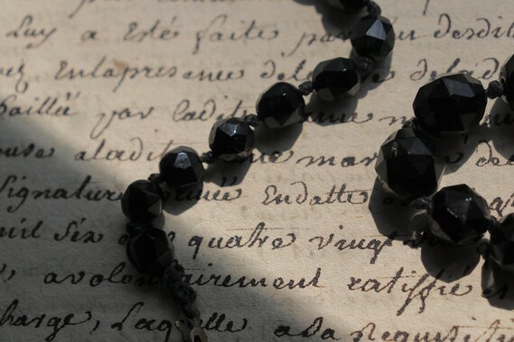 Antique, Black, French Jet (Glass) Choker with Gr… - image 10