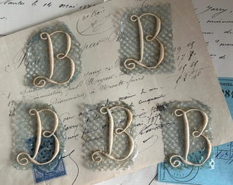 Antique, French Embroidered Monogram- "B"