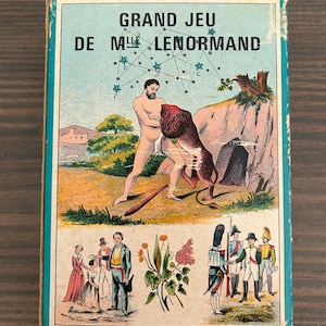 Francuska, astro-mitologiczna talia tarota Grand Jeu de Mademoiselle Lenormand autorstwa Grimauda z dołączoną książeczką z instrukcjami
