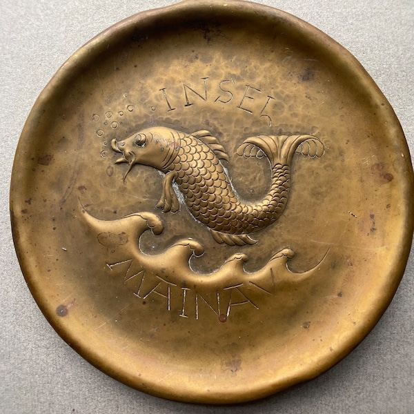 Insel Mainau (Mainau Island) of Lake Constance, Brass Souvenir Plate